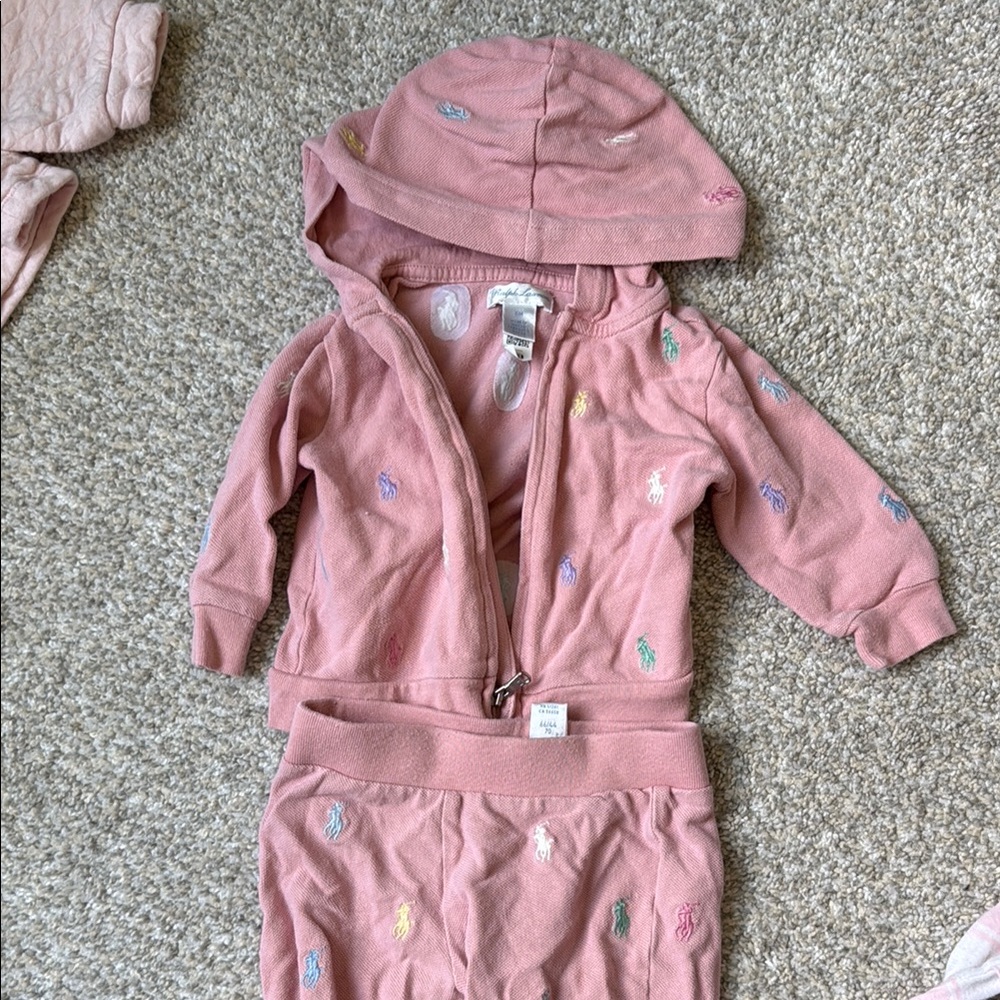 Ralph Lauren Pink Baby Hoodie and Pants Set